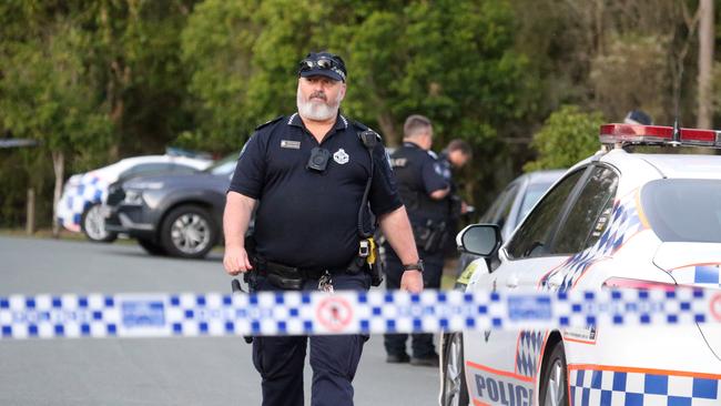 Police raced to Bellagio Crescent, Coomera on Sunday afternoon where witnesses say they heard four to five gunshots where police have shot a man. Picture: Richard Gosling