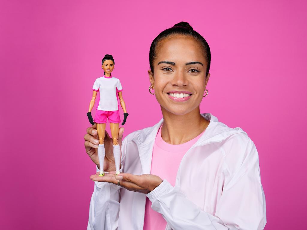 Mary Fowler with new soccer Barbie Doll. Photo Supplied