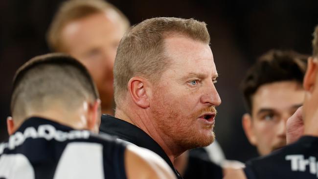 Michael Voss was full of praise for his young ruckman after the win over the Kangaroos. Picture: Getty