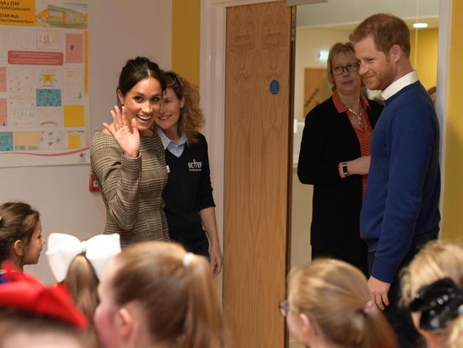 Britain’s Prince Harry and his fiancée Meghan Markle attend a street dance class during their visit to Star Hub community and leisure centre in the Tremorfa area of Cardiff, south Wales on January 18, 2018. Picture: AFP