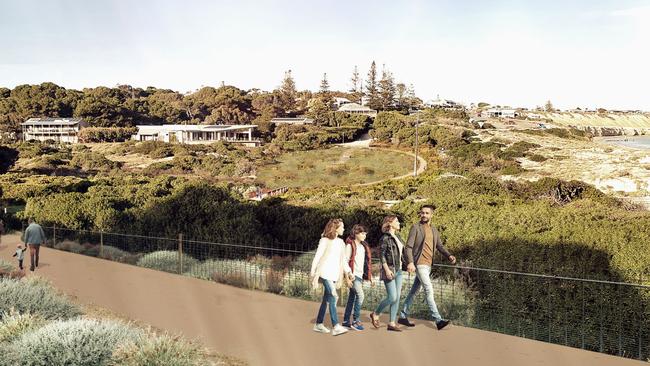 Artist impressions of the proposed Port Willunga North Coast Park, Picture: Aspect Studios