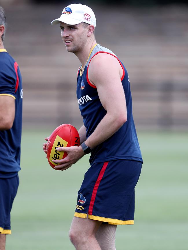 Brodie Smith at preseason training as he recovers from a knee reconstruction. Picture: Calum Robertson