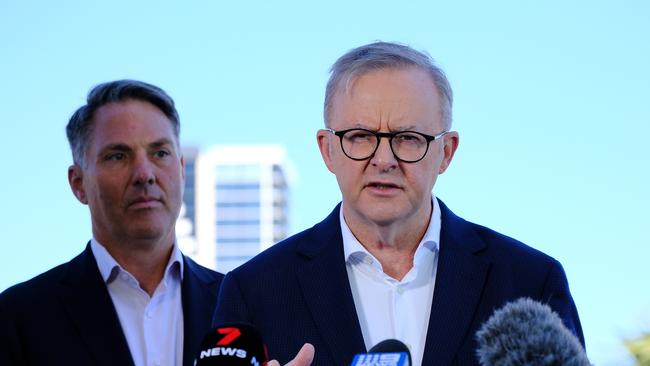 Despite warnings from US senators, Prime Minister Anthony Albanese and Defence Minister Richard Marles say they remain ‘positive’ about the AUKUS submarine deal. Picture: NCA NewsWire / Luis Enrique Ascui