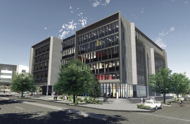 An artist’s impression of the proposed six-storey commercial building at Oran Park.