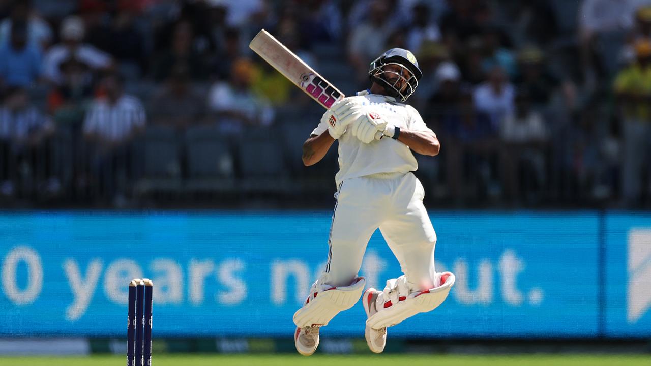 PERTH, AUSTRALIA - NOVEMBER 22: Nitish Kumar Reddy of India bats during day one. (Photo by Cameron Spencer/Getty Images)