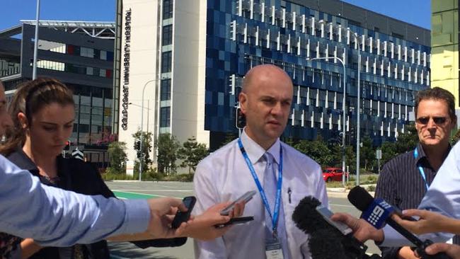 Dr John Gerrard addresses the media outside on the Gold Coast. Pic: Glenn Hampson