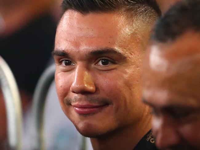 WOLLONGONG, AUSTRALIA - APRIL 21: Tim Tszyu watches the bouts at WIN Entertainment Centre on April 21, 2021 in Wollongong, Australia. (Photo by Mark Metcalfe/Getty Images)