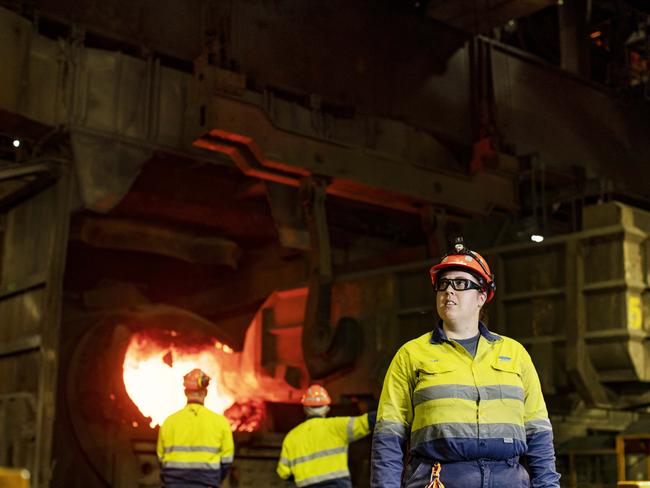 Ruby OÃDriscoll at BlueScope Steel manufacturing plant in Port Kembla, Monday 28th March 2022. BlueScope is a beneficiary of the Morrison government's budget. Picture: Nikki Short