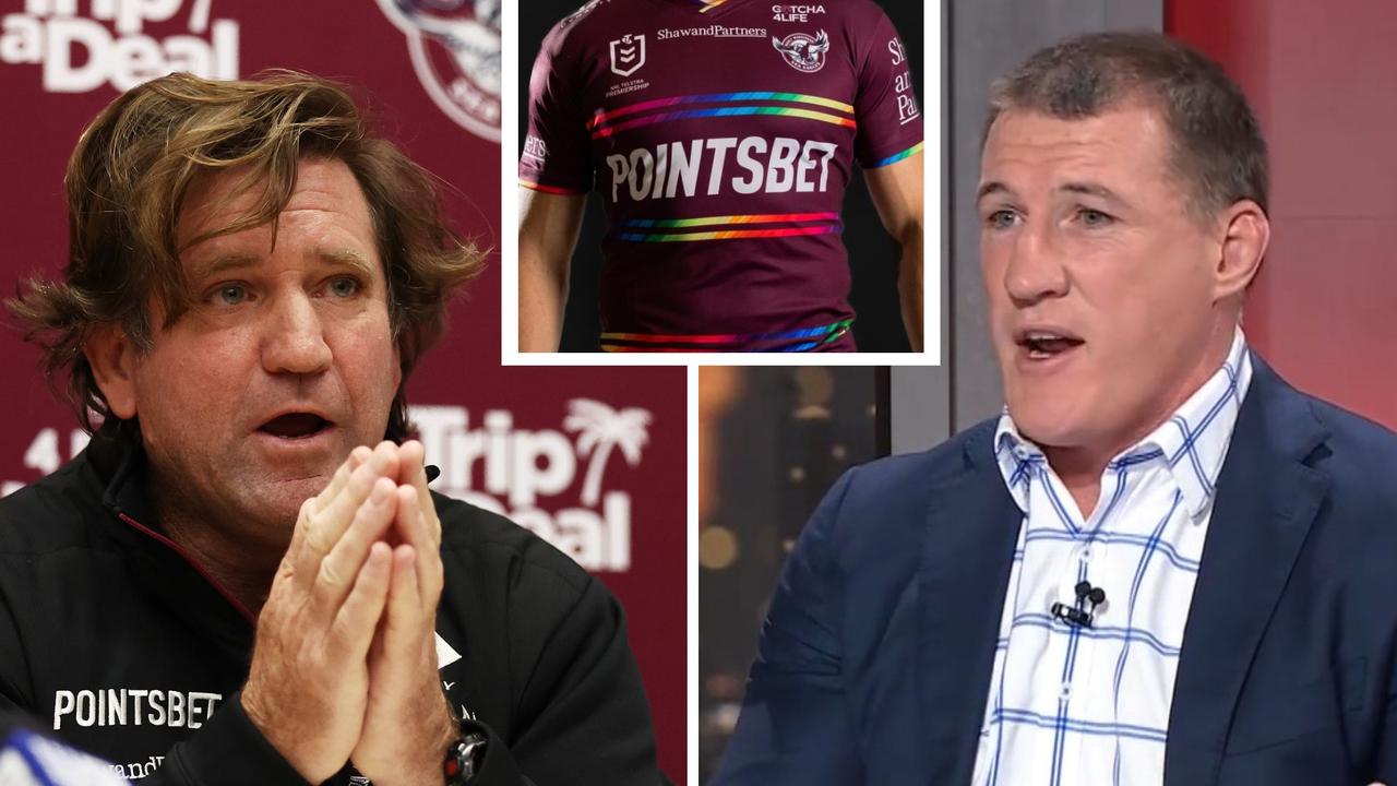 Des Hasler has been tarred by the pride jersey fiasco. Photo: Getty Images and Channel 9