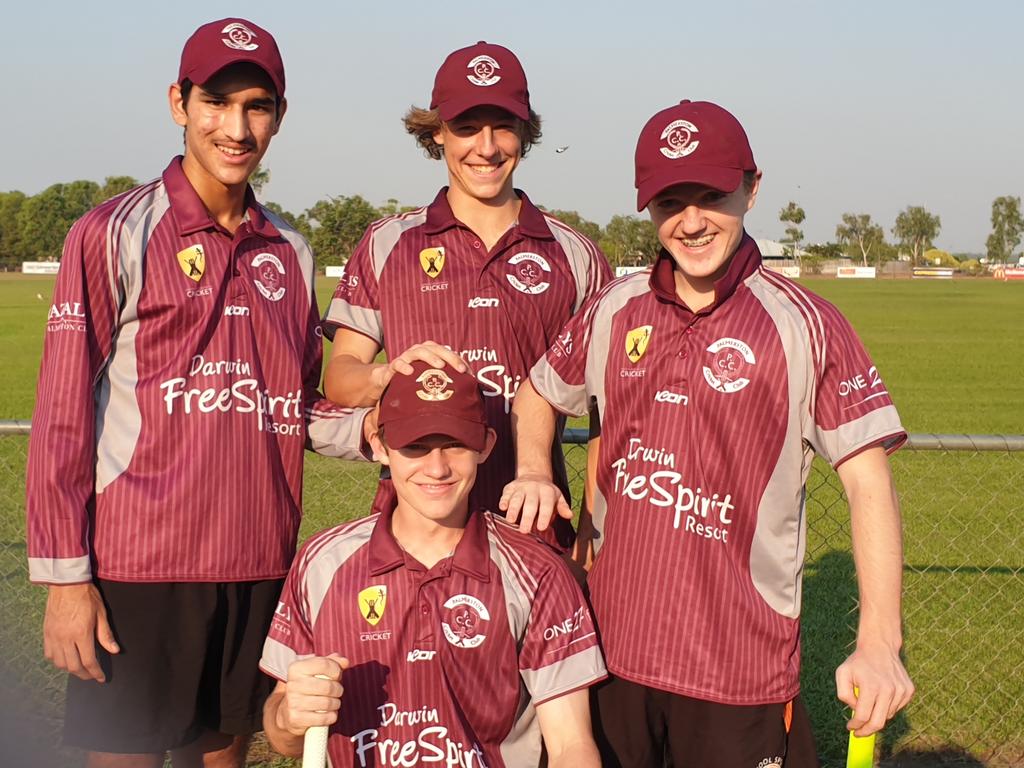 Palmerston's young guns Cameron Hyde (centre below) with Harshtik Bimbral (from left), Lucas Nitschke and Jake Baker. Picture: Supplied.