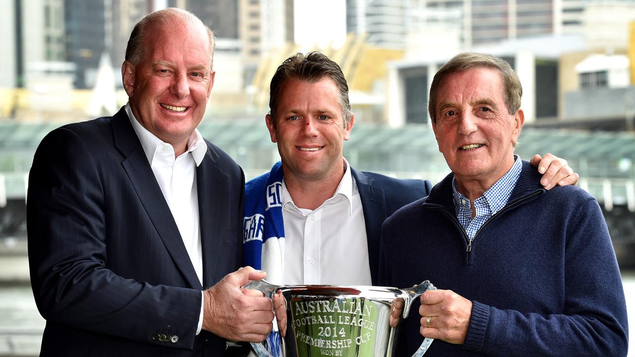 AFL Legends Simon Beasley (L), Glen Archer (C) and Alan Joyce. Picture: Jay Town