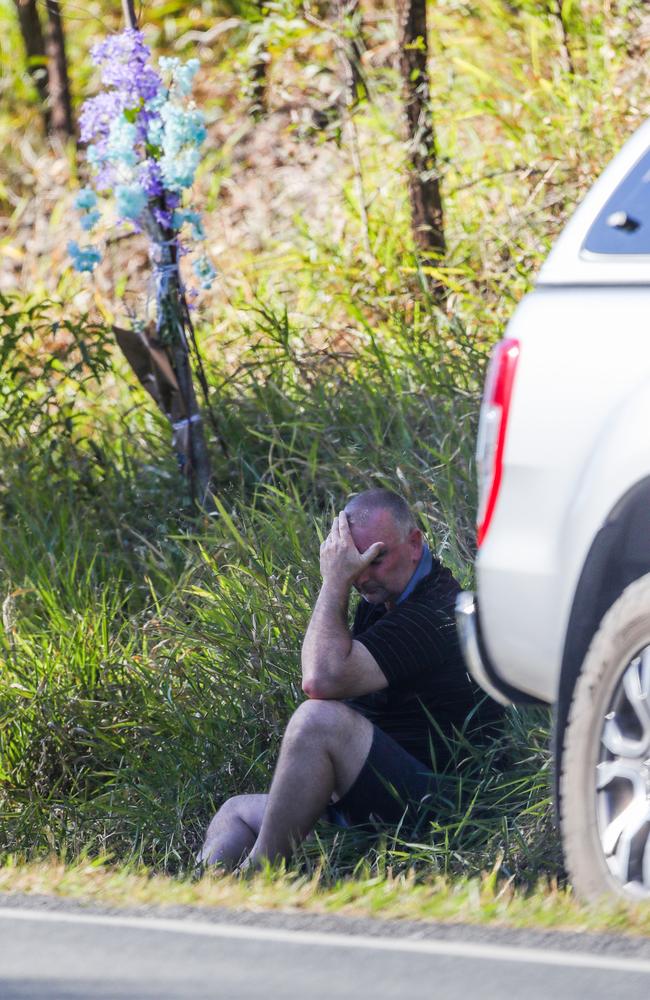 Mr Thompson at the scene of the crash where his son died. Picture: Nigel Hallett