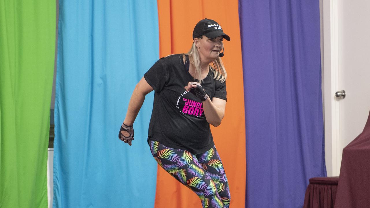 Di Stiller takes a Fitness Fixxation class at Redeemer Lutheran Church Hall. Picture: Nev Madsen