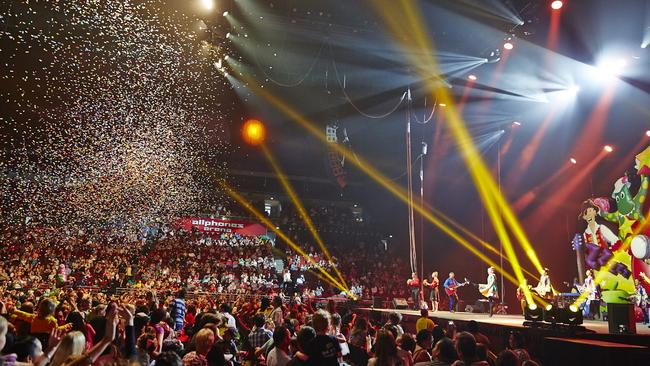 The Wiggles throw plenty of lights and colour at their big arena shows. Picture: Supplied