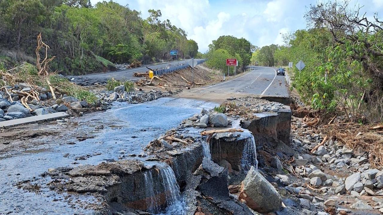 Damage to the Captain Cook Highway between Cairns and Port Douglas. Picture: TMR