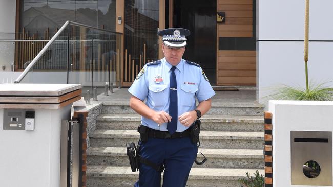 NSW Police at the home of the former Auburn deputy mayor in November. Picture: AAP Image/Dean Lewins.