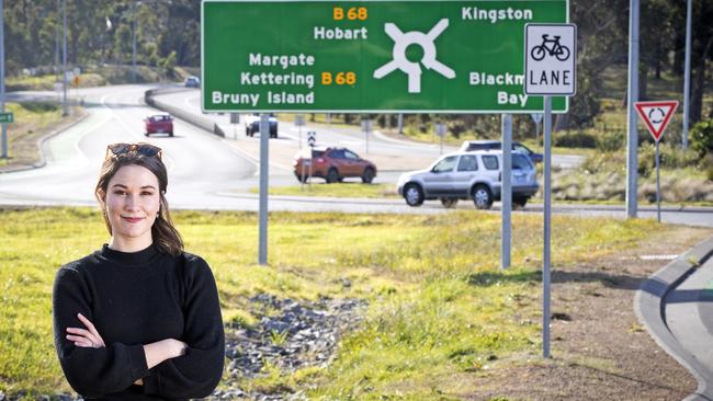 Huntingfield resident Martha Galea at the proposed location of the Huntingfield Park and Ride. Picture Chris Kidd