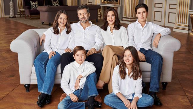 Princess Mary with Prince Frederik and children Prince Christian, Princess Isabella, Princess Josephine and Prince Vincent.