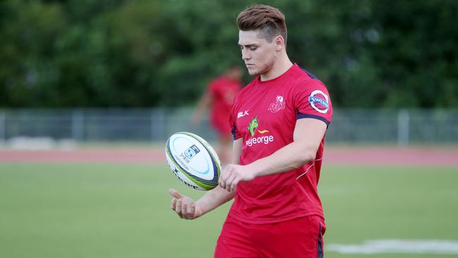 Reds training at Barlow Park ahead of their trial match against on Saturday. James O'Connor with a strapped up knee. Picture: Stewart McLean