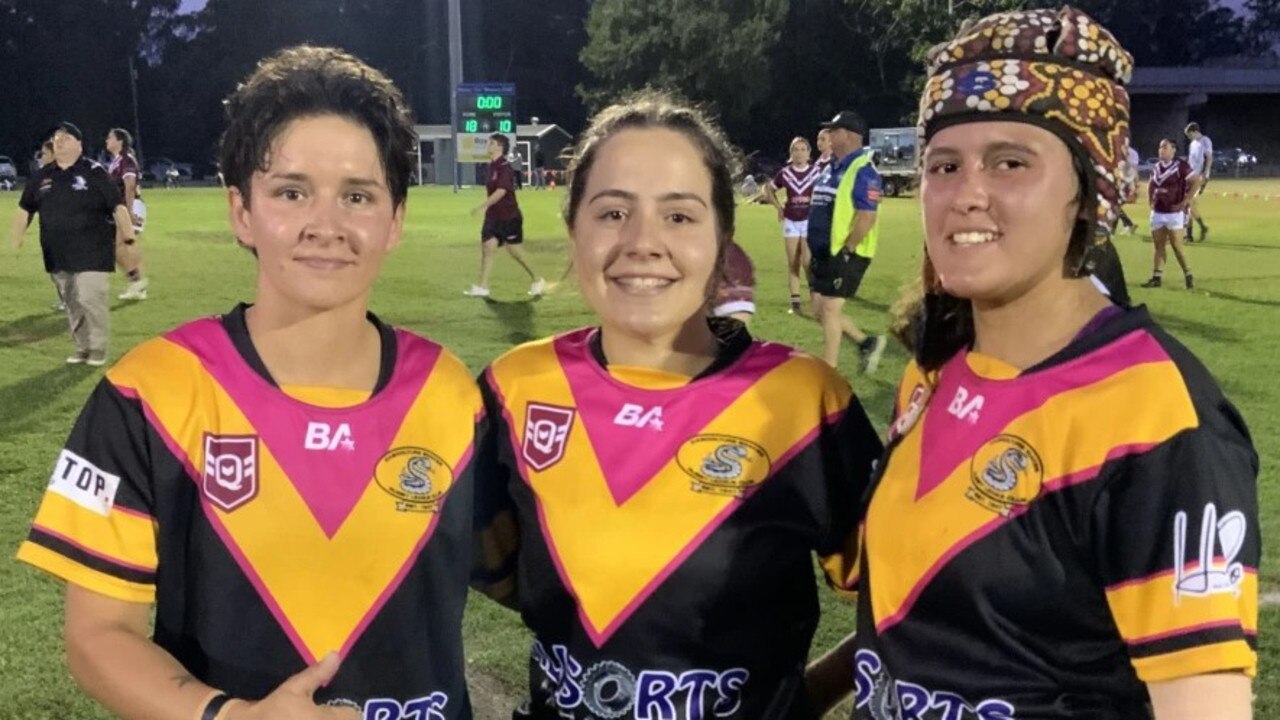 Caboolture Snakes women's players Latisha Hoek, Matyniah Fullagar and Lenniece Wright.