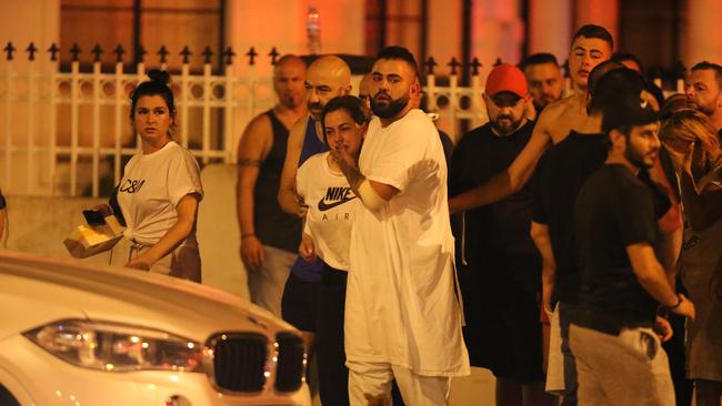 Nabil Maghnie’s son arrives at the scene of his shooting dressed in a hospital gown. Picture: Wayne Taylor