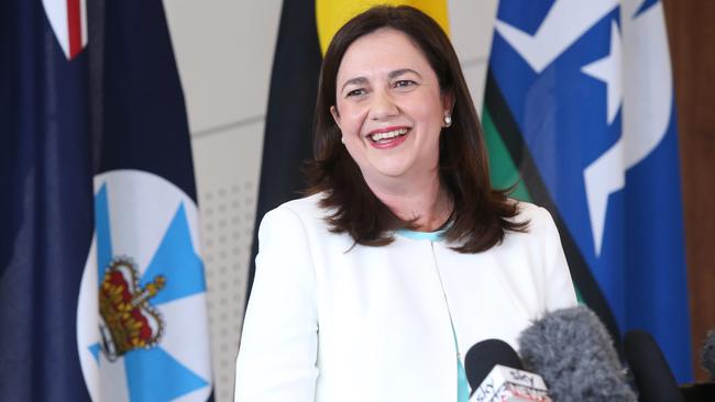 Premier Annastacia Palaszczuk was all smiles yesterday after she claimed the election for Labor. Picture: AAP/Jono Searl