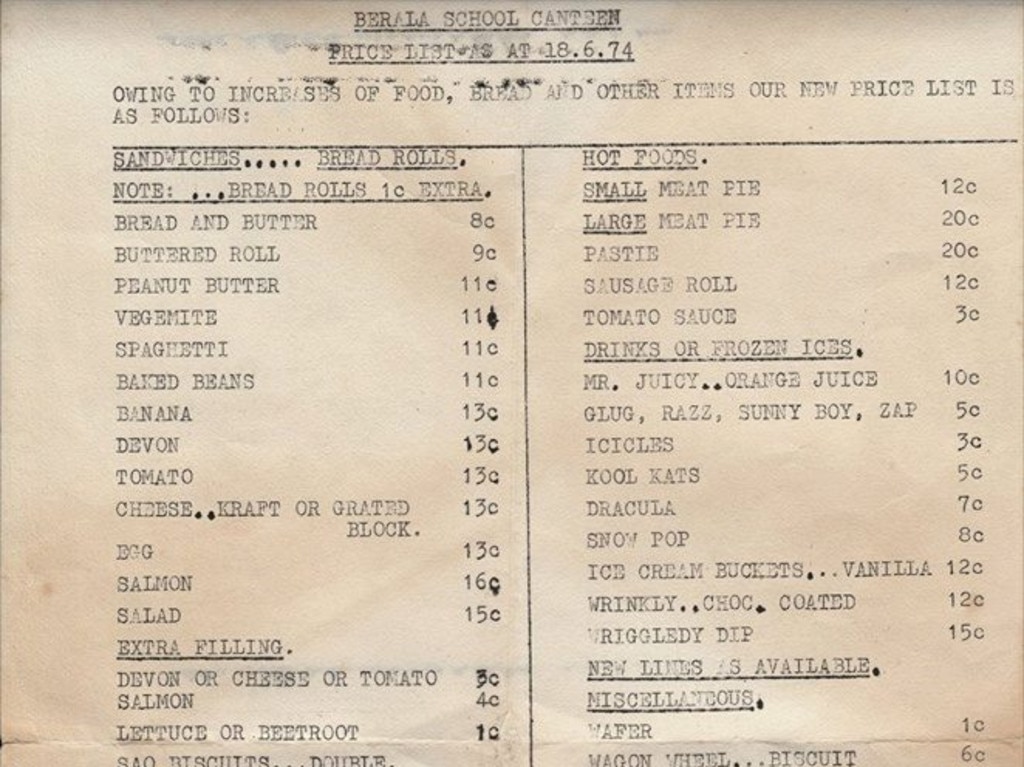 This 1974 canteen list is blowing people's minds.