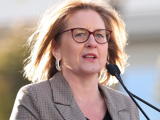 MELBOURNE, AUSTRALIA - SEPTEMBER 14: Jacinta Allan, Premier of Victoria speaks during a Welcome Home Event for Australia's Olympian and Paralympians at Olympic Park on September 14, 2024 in Melbourne, Australia. (Photo by Kelly Defina/Getty Images)