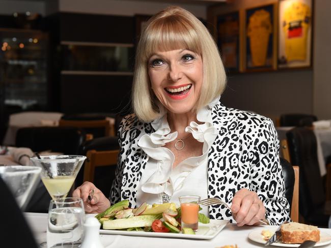 28/4/15 — Tanya Powell having lunch with Anna Vlach at Alphutte. Photo Naomi Jellicoe