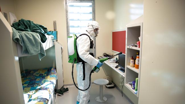 Frontline staff at Sydney’s Silverwater Prison carrying out their Covid cleaning protocols.