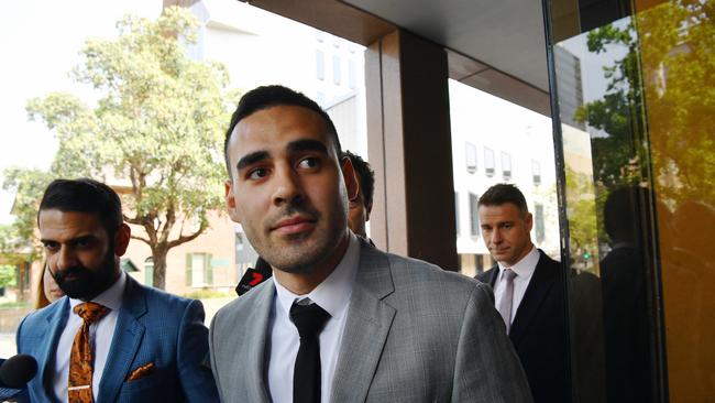 Penrith Panthers player Tyrone May leaves Parramatta Local Court in November 2019. Picture: AAP Image