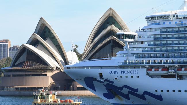 The Ruby Princess cruise ship leaves Circular Quay on March 19.