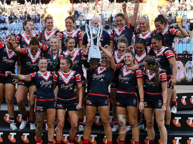 The Roosters celebrate. Picture: NRL Photos