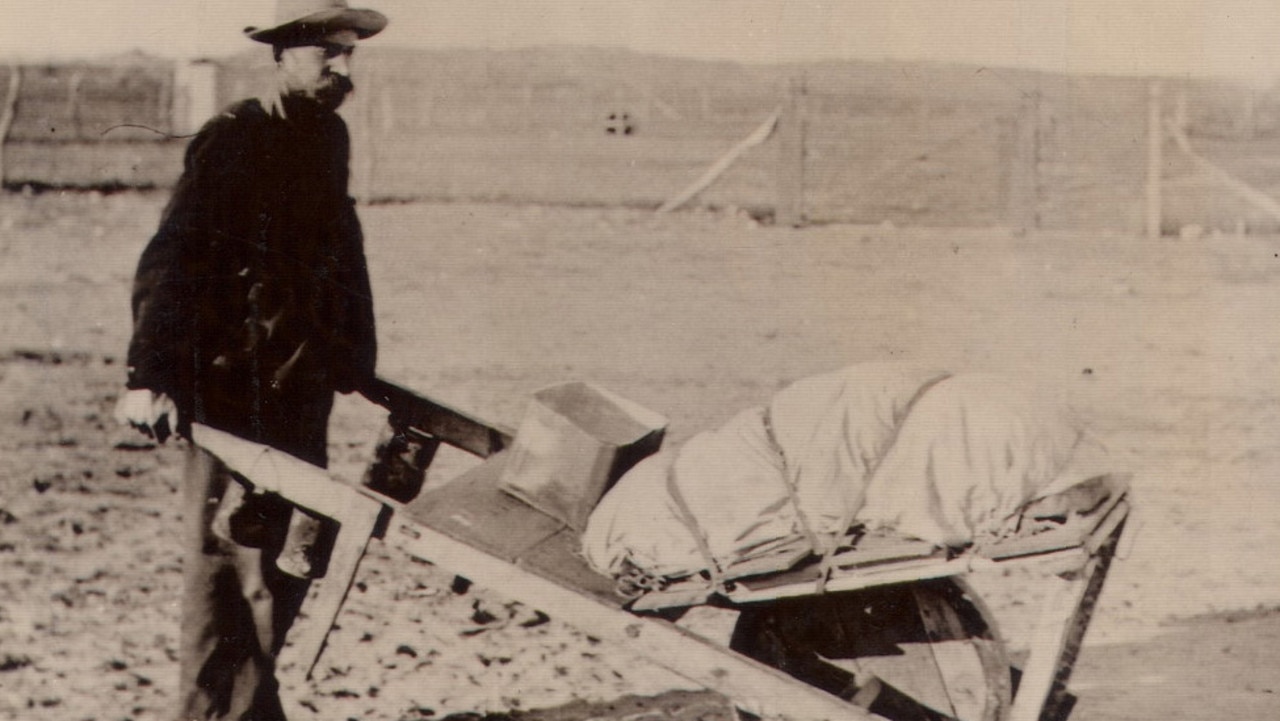 Miners often pushed wheelbarrows over incredible distances on rough tracks and across mountains.