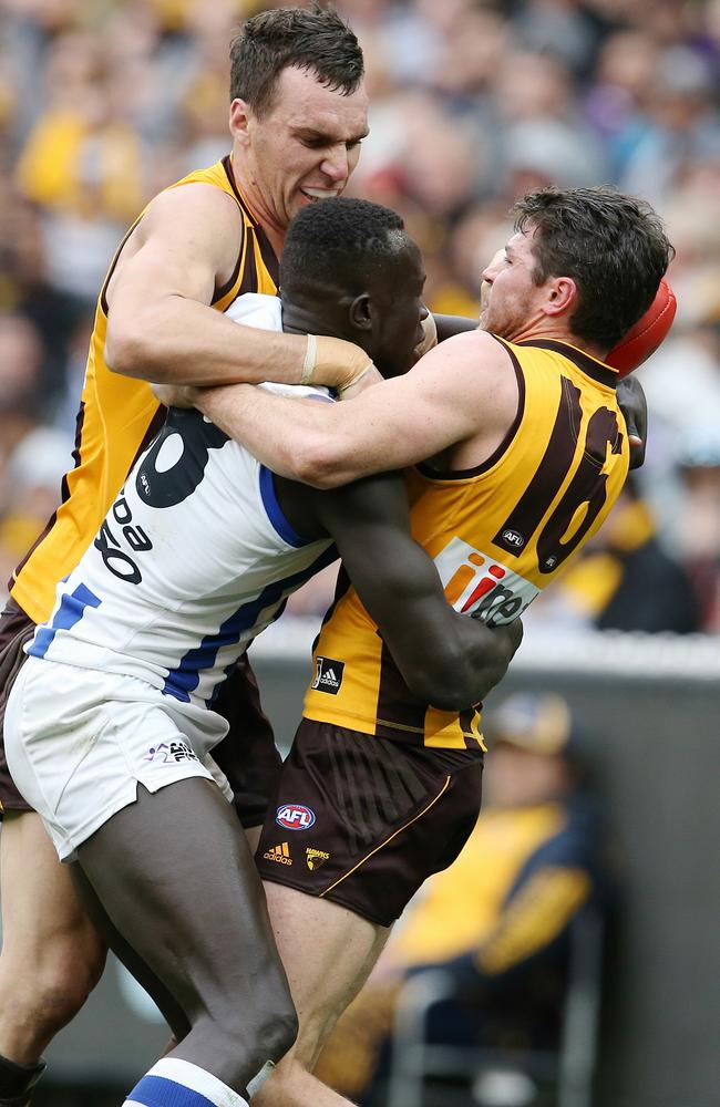 Majak Daw took three contested marks in the first half. Picture: Michael Klein