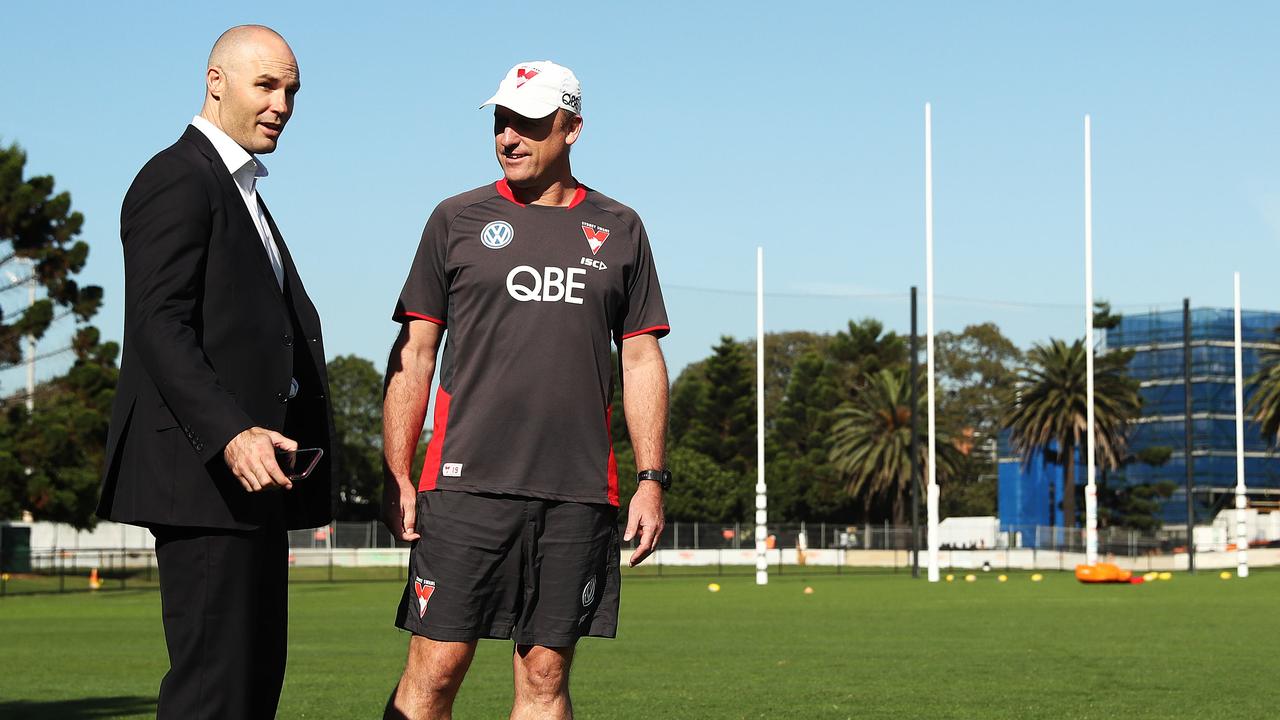 Sydney CEO Tom Harley and coach John Longmire at Lakeside Oval. Picture: Phil Hillyard