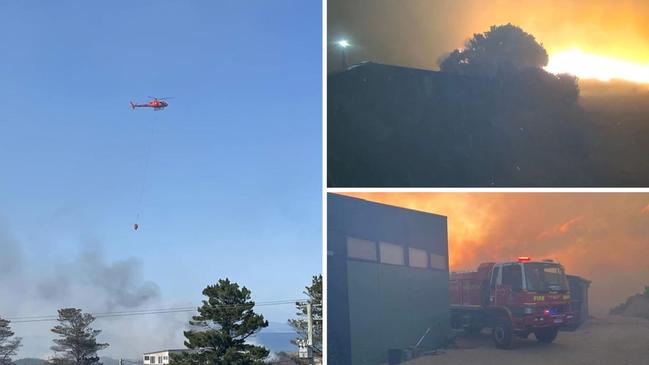 Various images of the bushfire at Dolphin Sands on November 12 and 13, 2023.