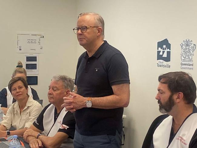 Prime Minister Anthony Albanese at the Townsville Local Disaster Coordination Centre.