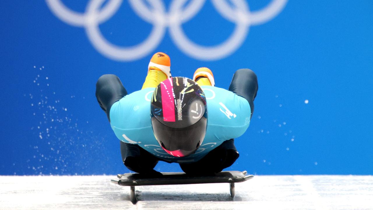 Vladyslav Heraskevych of Team Ukraine slides during the Men's Singles Skeleton. Photo by Adam Pretty/Getty Images.