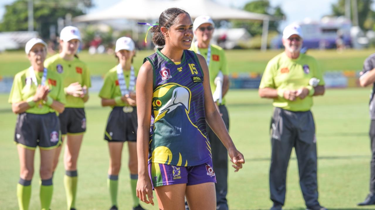 Nelly Anu of the Cape York Eagles was named best on ground in the Under 17 Girls AFL Cairns grand final in 2023. She also plays for Cairns City Lions in the women’s competition. Picture: Supplied