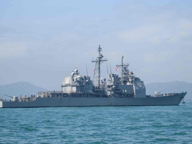 The US Navy's USS Chancellorsville, guided missile cruiser, in Hong Kong. Picture: AFP