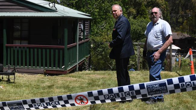 Mark Wearne with Detective Chief Inspector Grant Taylor at the house where his daughter lived. Picture: AAP Image/Dean Lewins