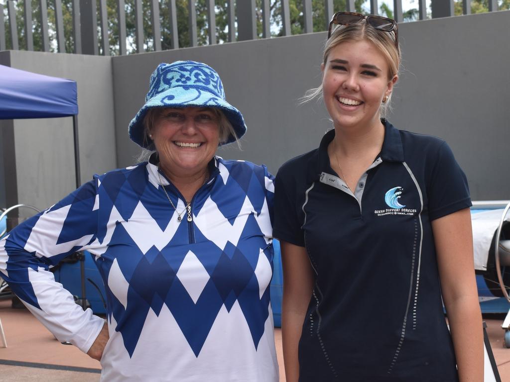 Sunset Lee and Ebony Batzloff at the Central Queensland Swimming Championships at the 2nd World War Memorial Aquatic Centre, Rockhampton, on March 1, 2025.