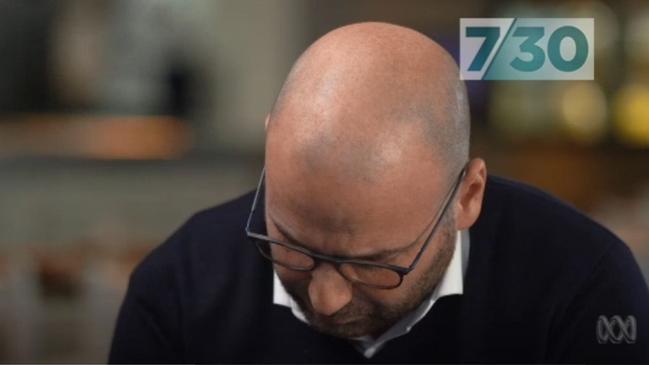 An emotional George Calombaris on 7.30. Picture: ABC/7.30