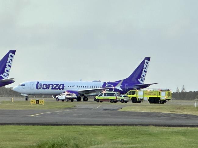 Emergency services at Sunshine Coast Airport. Photo: Sam Turner