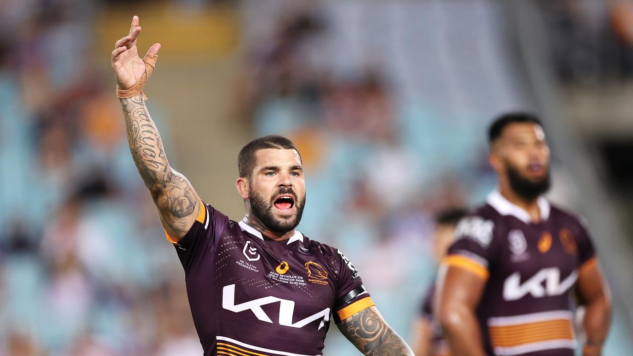SYDNEY, AUSTRALIA - MARCH 20: Adam Reynolds of the Broncos appeals to the referee during the round two NRL match between the Canterbury Bulldogs and the Brisbane Broncos at Accor Stadium, on March 20, 2022, in Sydney, Australia. (Photo by Mark Kolbe/Getty Images)