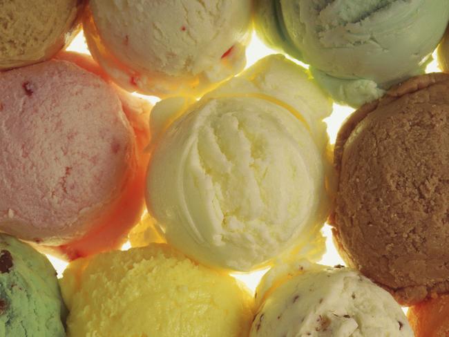 Overhead view of scoops of ice cream Think Stock image - one time use only