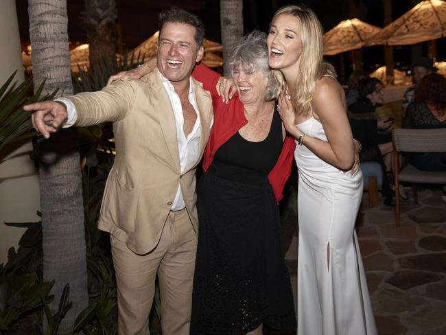 Karl Stefanovic and his fiancee Jasmine Yarbrough with Karl's mother Jenny at the One &amp; Only Palmilla resort in Los Cabos, Mexico. Picture: Supplied