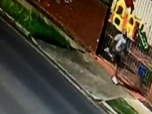 Security vision shows a group of people running from the scene shortly after a shooting at Canley Vale. CREDIT: Channel 9/TODAY