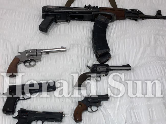 An assortment of firearms seized in the raids on NCF properties.